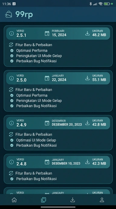 Riwayat Versi 99rp Terbaru untuk Pengguna Android