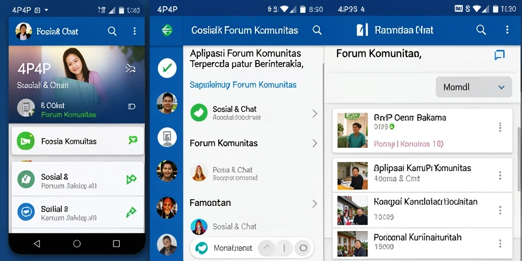 Tampilan antarmuka aplikasi Forum Komunitas 4P4P yang menarik dan mudah digunakan.