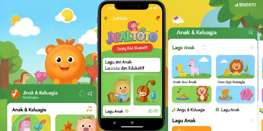 Tampilan antarmuka aplikasi JUALTOTO yang ceria dan ramah anak.