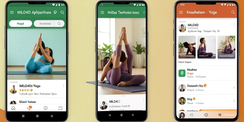 Screenshot utama MILO4D menampilkan antarmuka pengguna yang ramah dan intuitif untuk latihan Yoga.