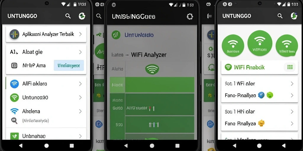 Antarmuka pengguna aplikasi UNTUNGGO yang menampilkan analisis jaringan WiFi.